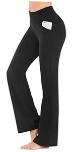 Bootcut Yoga Pants with Pockets for Women Wide Leg Pants High Waist Workout - Picture 1 of 6