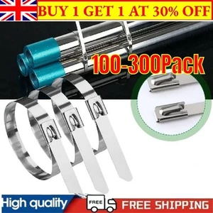 100-300Pcs Metal Zip Ties,304 Stainless Steel,Heavy Duty Self-locking Cable Ties - Picture 1 of 10