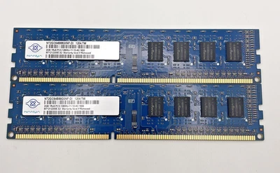 4GB 2x2GB PC3-12800 DDR3-1600 NANYA NT2GC64B88G0NF-DI Desktop Memory Kit BLUE - Image 1 of 3
