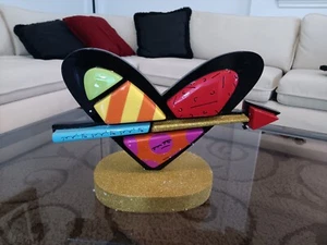 LOVE OF MY LIFE Romero Britto,hand Painted Sculpture Handcrafted In Resin - Picture 1 of 8