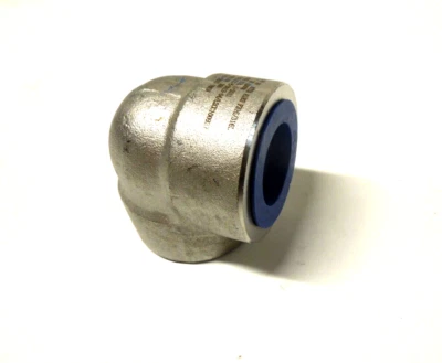 1" 6000 (6M) Socket Weld (SW) 90° Elbow Forged F316L Stainless Steel NEW SURPLUS - Image 1 of 4