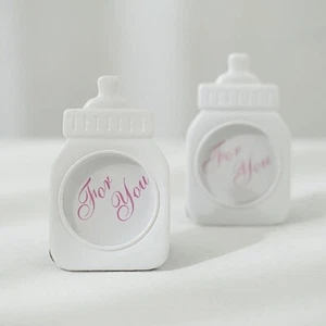 4 White Pink 4" Mini Feeding Bottle PICTURE FRAMES Baby Shower Favors Party Home - Picture 1 of 9