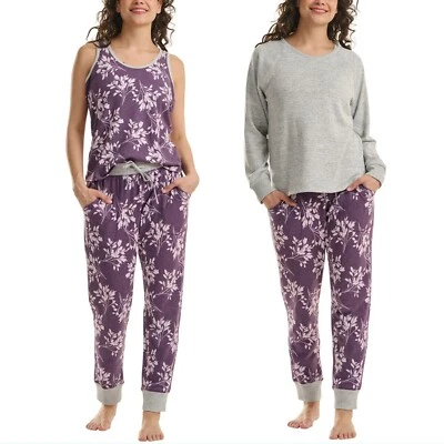 Nuevo con etiquetas Conjunto de salón de pijama suave estampado de 3 piezas Karen Neuburger para mujer Talla: S-3X Foto 1 de 4