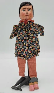 1880's - 1910 PUNCH AND JUDY WOODEN PRETTY POLLY PUPPET WITH STAND - Picture 1 of 13
