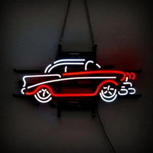 Vintage Old Car Neon Sign Light Garage Wall Hanging Real Glass Tube Art 17"x10" - Picture 1 of 1