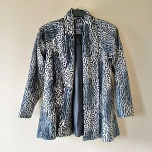 Clio 2 Jacket Sz 10 Velour Animal Print Drape Open Gray Black Artsy VTG Retro - Picture 1 of 5
