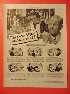 1946 Electric Light and Power Companies When Steak was 20 cents a pound Print ad - Bild 1 von 1