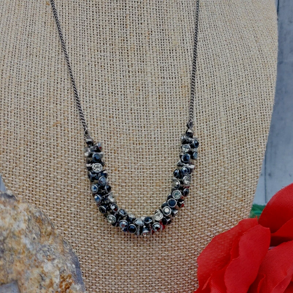 Удивительный подписанный ископаемого черный кластер ожерелье хрустальные стразы центры 20» - Изображение 1 из 4