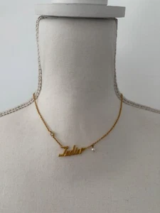 Collar de metal con acabado dorado Dior JADOR con perlas de resina y diamantes de imitación de diseñador - Imagen 1 de 11