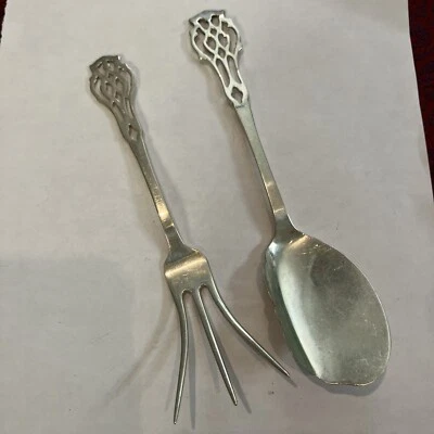 Rogers Lunt Bowlen STERLING CHIPPENDALE Solid Jelly Server & Lemon Fork - Image 1 of 4