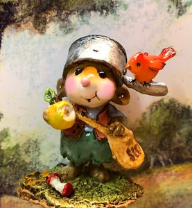 Wee Forest Folk WEE JOHNNY APPLESEED, WFF# M-672, GREEN, Silver Pot, Apple Mouse - Picture 1 of 1