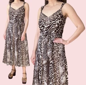 Y2K Vintage Animal Printed Silk Chiffon Slip Dress Size Small - Picture 1 of 10