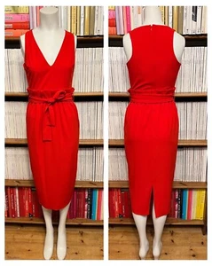 Lujoso Vestido Alice Damas 6 XXS Midi Cóctel Rojo Lápiz Cinturón Cuello en V Ajustado - Imagen 1 de 13