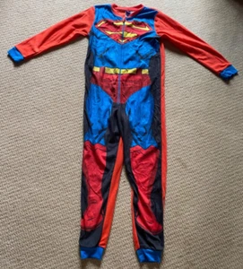 DC Comics Superman Boys Fleece Winter Pyjamas Costume Sleepsuit Jumpsuit Size 12 - Picture 1 of 2