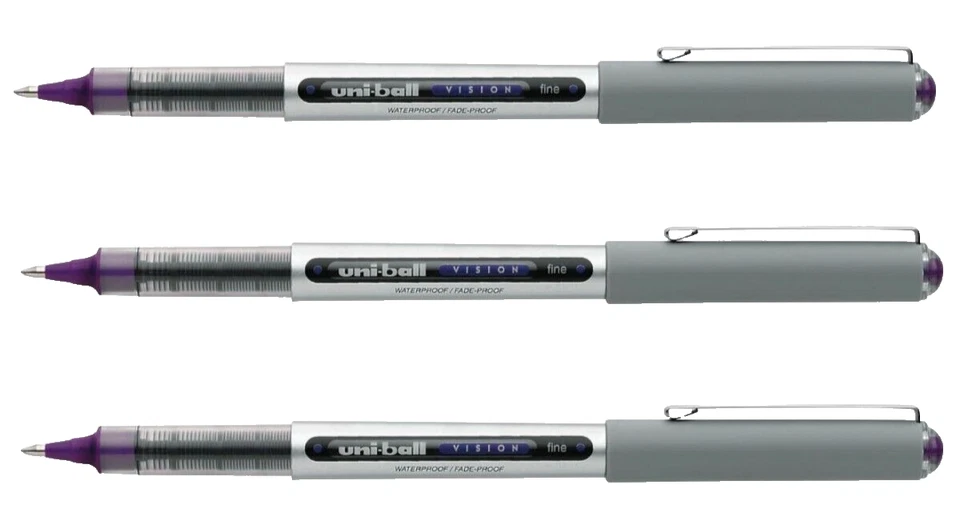 6 Count uni-ball Vision Rollerball Pen Fine Point Purple Ink 60382