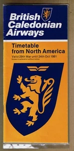 British Caledonian Airways Timetable March 29, 1981 = - Picture 1 of 1