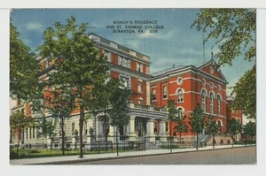 Postcard PA Pennsylvania Scranton Bishop's Residence St. Thomas' College 1942 - Picture 1 of 2