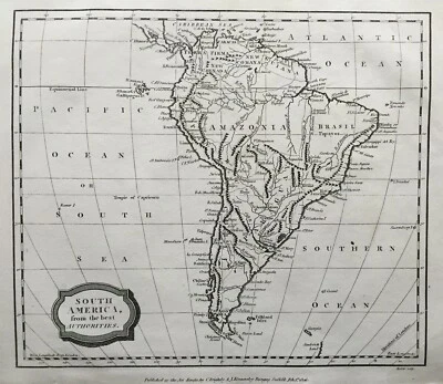 1806 Antique Map; South America, James Barlow - Image 1 of 2