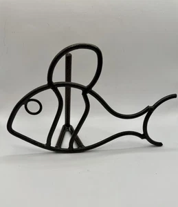 Vintage Bronze-like Metal Paper towel holder Fish Unique Made In Mexico - Picture 1 of 5