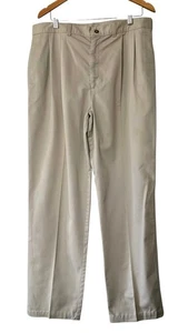 Vintage Duxbak Pleated Khaki Tan Pants Men Size 38x34 Made In USA Cotton  - Picture 1 of 4