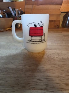 Vintage Fire King Snoopy Allergic to Mornings Coffee Mug 1958 - Picture 1 of 8