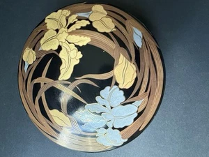 Museum Of Fine Arts Japanese Trinket Box Handpainted Black Gold Asian Porcelain - Bild 1 von 7