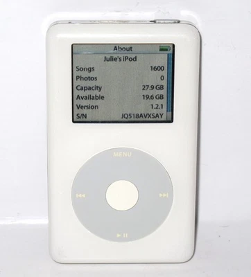 Apple iPod Photo Classic 4th Gen White (30 GB) w/ 1,600 Songs A1099 READ! - Image 1 of 4