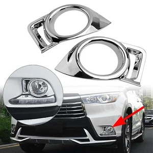 ABS Chrome Front Fog Light Lamp Cover Trim For Toyota Highlander 2014-2016 2015 - Foto 1 di 6