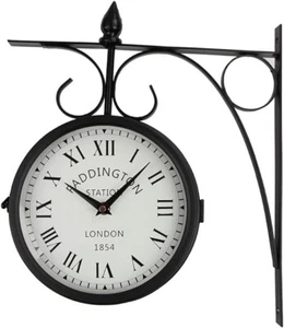 2 Side Vintage Victoria Railway Station Analog Clock Multicolor Wall Mounted 10" - Picture 1 of 8