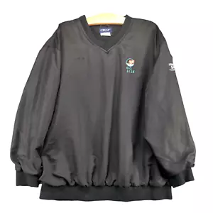 Crest Men's Pullover Jacket Black Large Go Fish Waterproof Embroidered Logo - Picture 1 of 12
