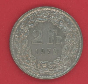 SWITZERLAND 2 FRANCS 1972 KM # 21a.1 AU-UNC. - Picture 1 of 2