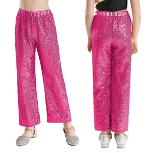 Kids Girls Dance School Pants Active Trousers Sequins Streetwear Loose Bottoms - Picture 1 of 73