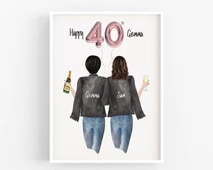 Regalo de 40 cumpleaños para ella, amigo regalo, decoración de cumpleaños, impresión personalizada - Imagen 1 de 5