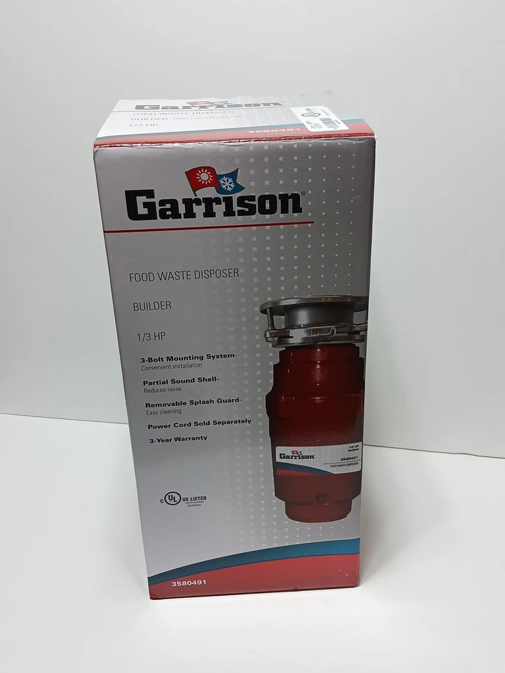 Garrison 3580491 Continuous Feed Food Waste Garbage Disposal 1/3 HP