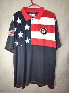 True Fan MLB Houston Astros American Flag Polo Shirt Sz 2XL - Picture 1 of 4