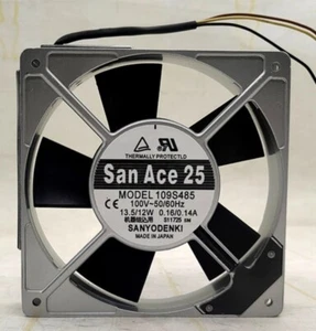 1 pcs SANYO 109S485 12025 100V 0.16/0.14A 3-wire aluminum shell cooling fan - Picture 1 of 2