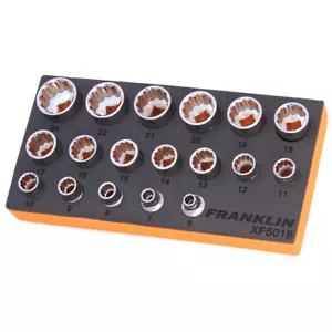 Set di prese a 12 punti per azionamento 3/8" 18 pezzi Franklin Tools XF5018 - Foto 1 di 3