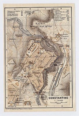 MAPA ORIGINAL VINTAGE DE LA CIUDAD DE CONSTANTINE ANNABA BONE BONA ARGELIA ÁFRICA 1934   Foto 1 de 3