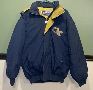 Vintage Georgia Tech Yellow Jackets Puffer Windbreaker Russell Men’s M Y2K RARE - Picture 1 of 21
