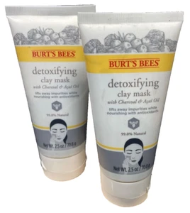 2 New Burt's Bees Detoxifying Clay Mask With Charcoal And Açaí Oil 2.5 oz - Picture 1 of 14
