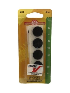 VELCRO AUTOADESIVO ORIGINALE 8 DISCHETTI NERI CUCITO SARTORIA FAI DA TE - Picture 1 of 1