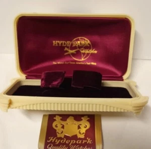 Vintage Antique Celluloid Velvet Hyde Park Men's Wrist Watch Box, Ca 1940 - Picture 1 of 16