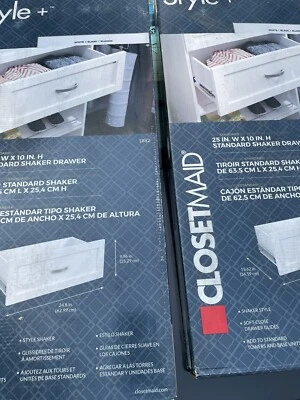 2X ClosetMaid 1882 Style + Kit de cajón coctelera blanca de 10" x 25" para estilo de 25" W+ Foto 1 de 4