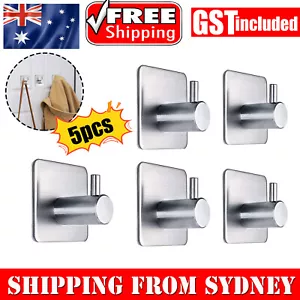 5pcs Adhesive Hooks Stainless Steel Hooks for Home Office and Outdoor Hanging AU - Picture 1 of 12