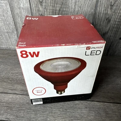 UtiliTech Christmas Red LED Bulb 8W Indoor/Outdoor PAR38 Not Dimmable 0819284 - Image 1 of 4
