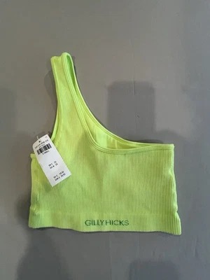 Gilly Hicks  Size XS Neon Green One Shoulder Crop Top - Image 1 of 4