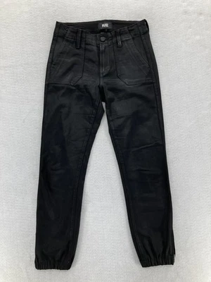 Paige Mayslie Jogger Pants Womens 25 Black Coated Zip Hem Stretch Skinny Jeans - Image 1 of 4