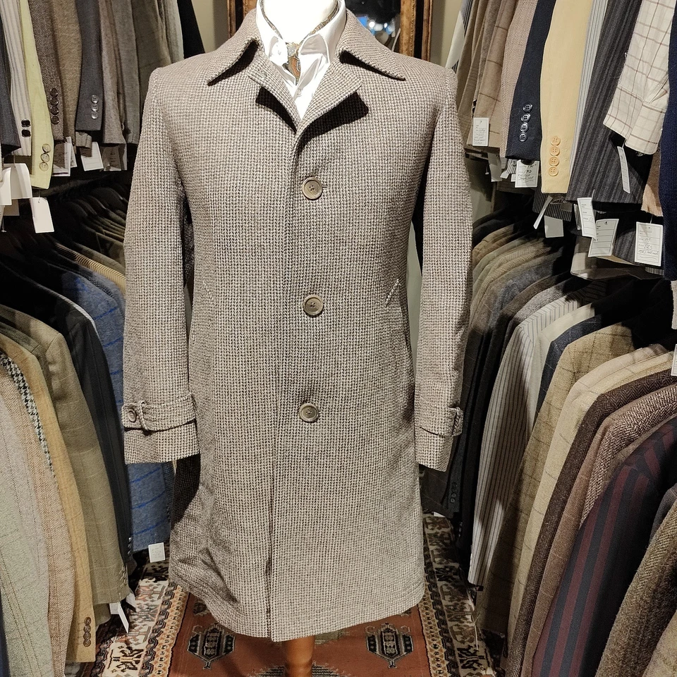 Vintage Mens 36R - 38R Tweed Check Wool Pea Over Coat Jacket Harris Style V - Image 1 of 4
