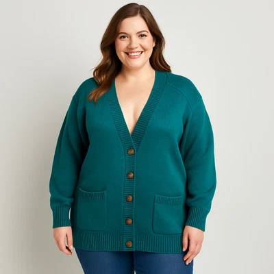 Cárdigan Venezia Original Sportswear para mujer verde azulado 4 botones 2 bolsillos talla 18 Foto 1 de 4