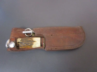 J. Nowill & Sons Sheffield England Fixed Blade Knife Bone Handle SharpenerSheath - Image 1 of 4